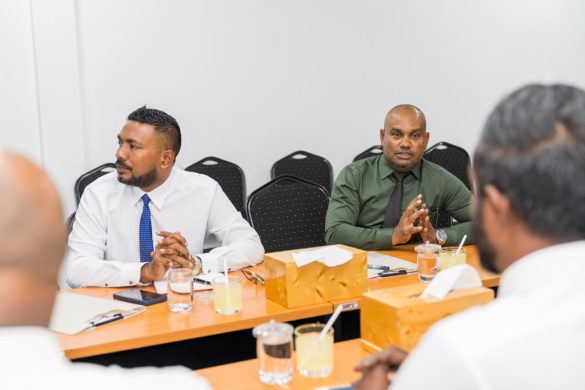 RACL Managing Director, Ahmed Mubeen (left) discusses airport development with key officials. | Photo: RACL